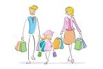 Abstract Family with Shopping Bags